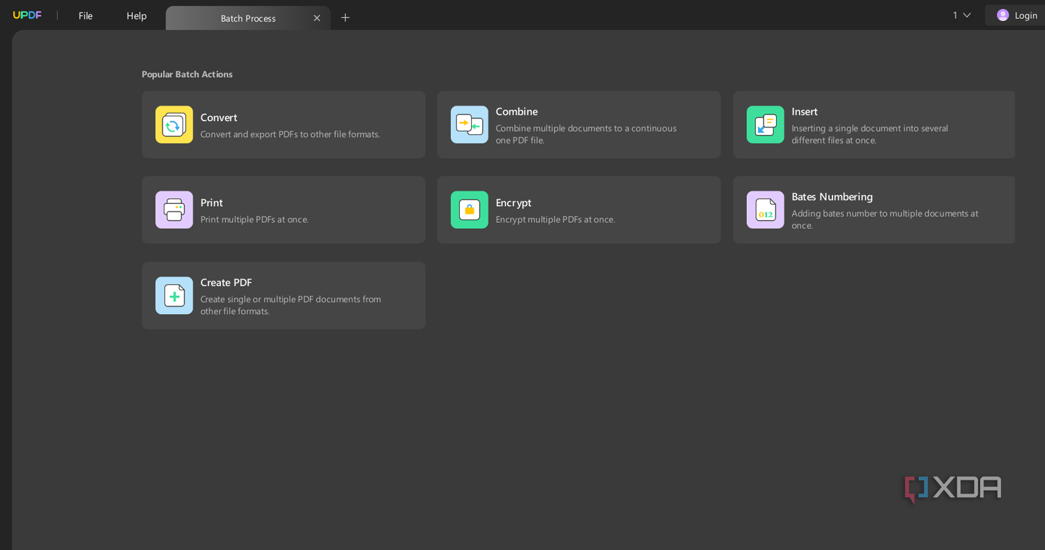 Screenshot showing UPDF batch action tools