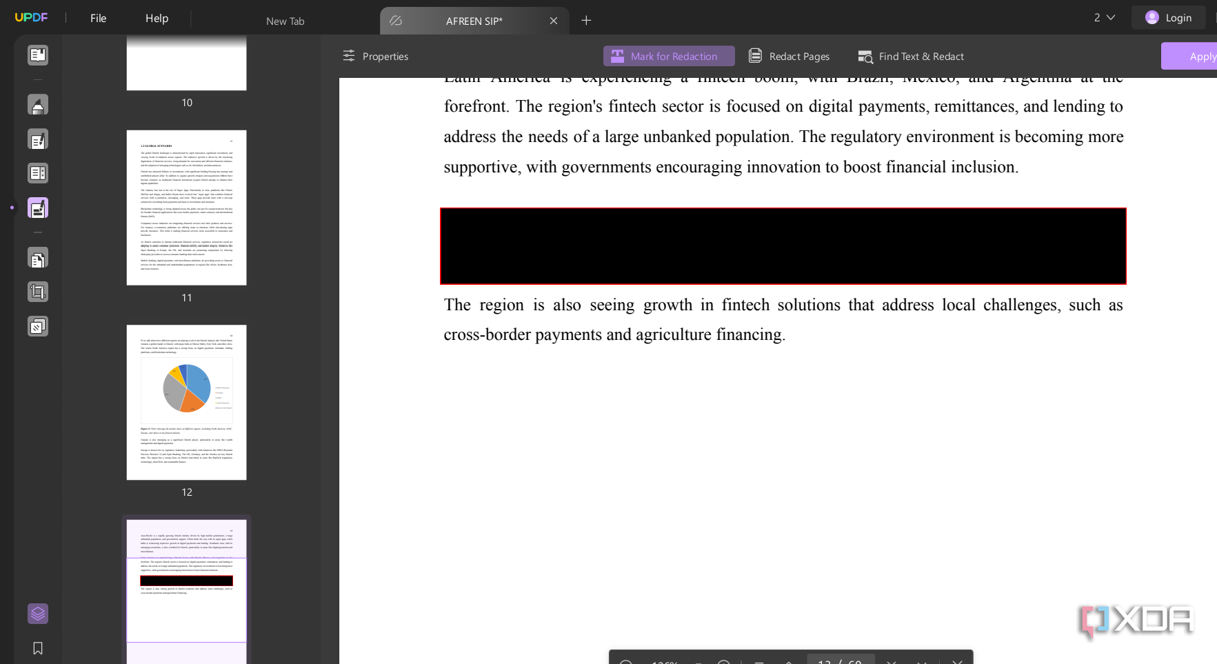 Screenshot showing UPDF redaction tool