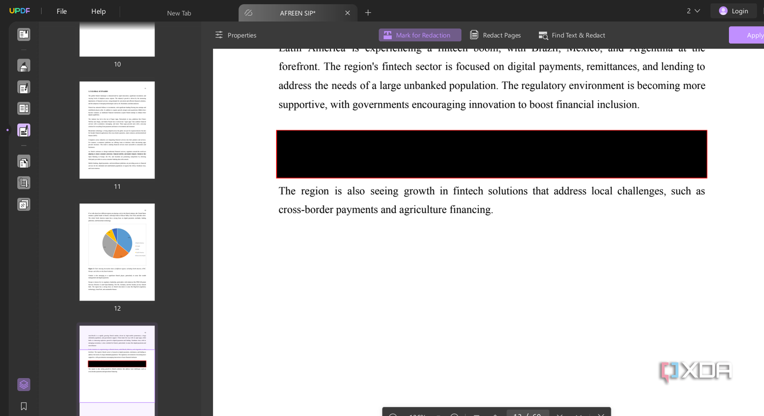 Screenshot showing UPDF redaction tool