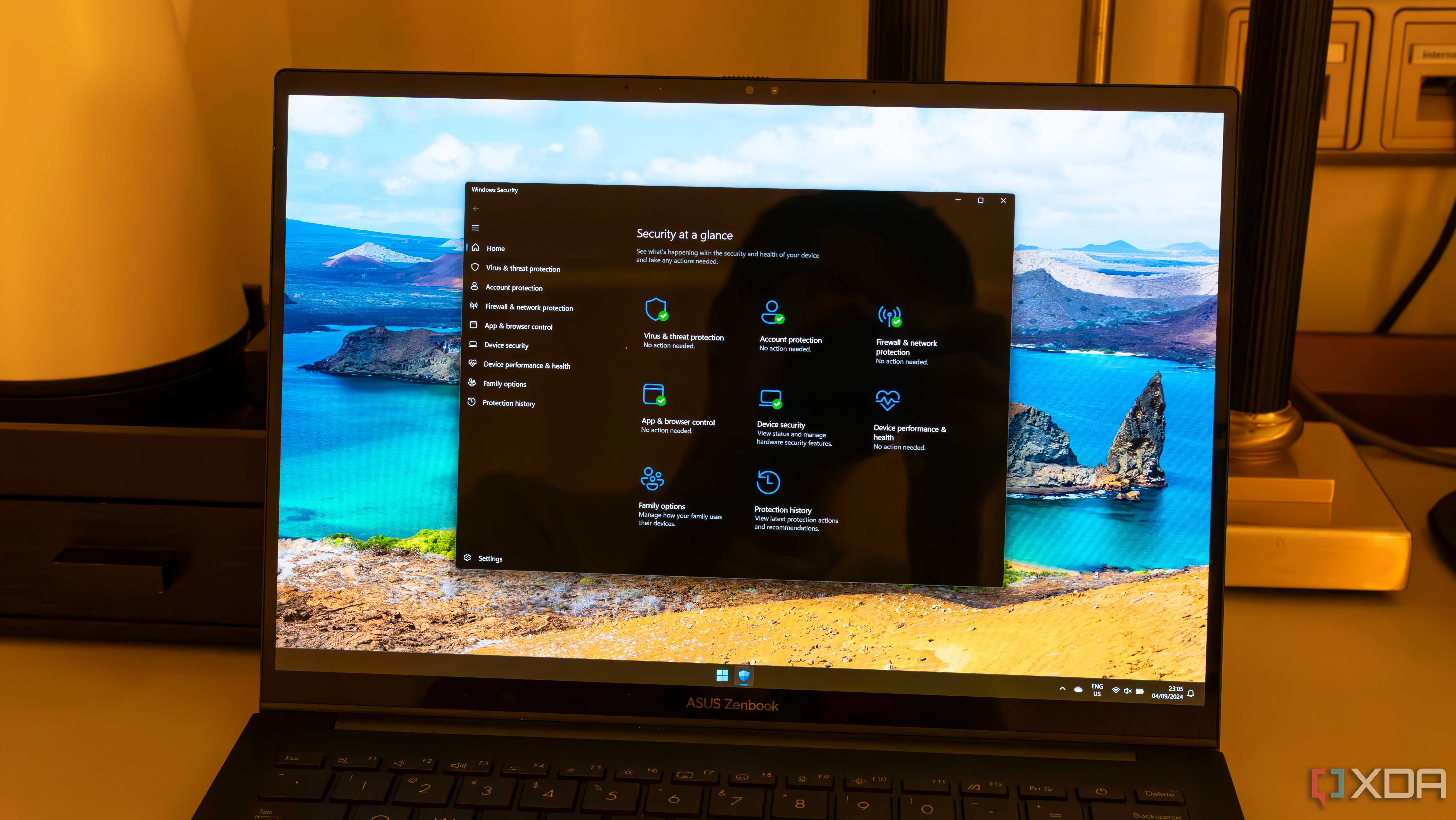 A Windows 11 laltop running Windows Security