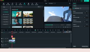 Wondershare Filmora video editor with same video of a skateboarder on the timeline