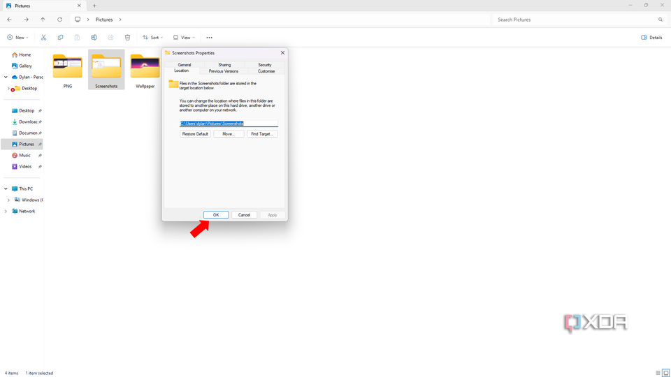 How to change where screenshots are saved by default in Windows 11