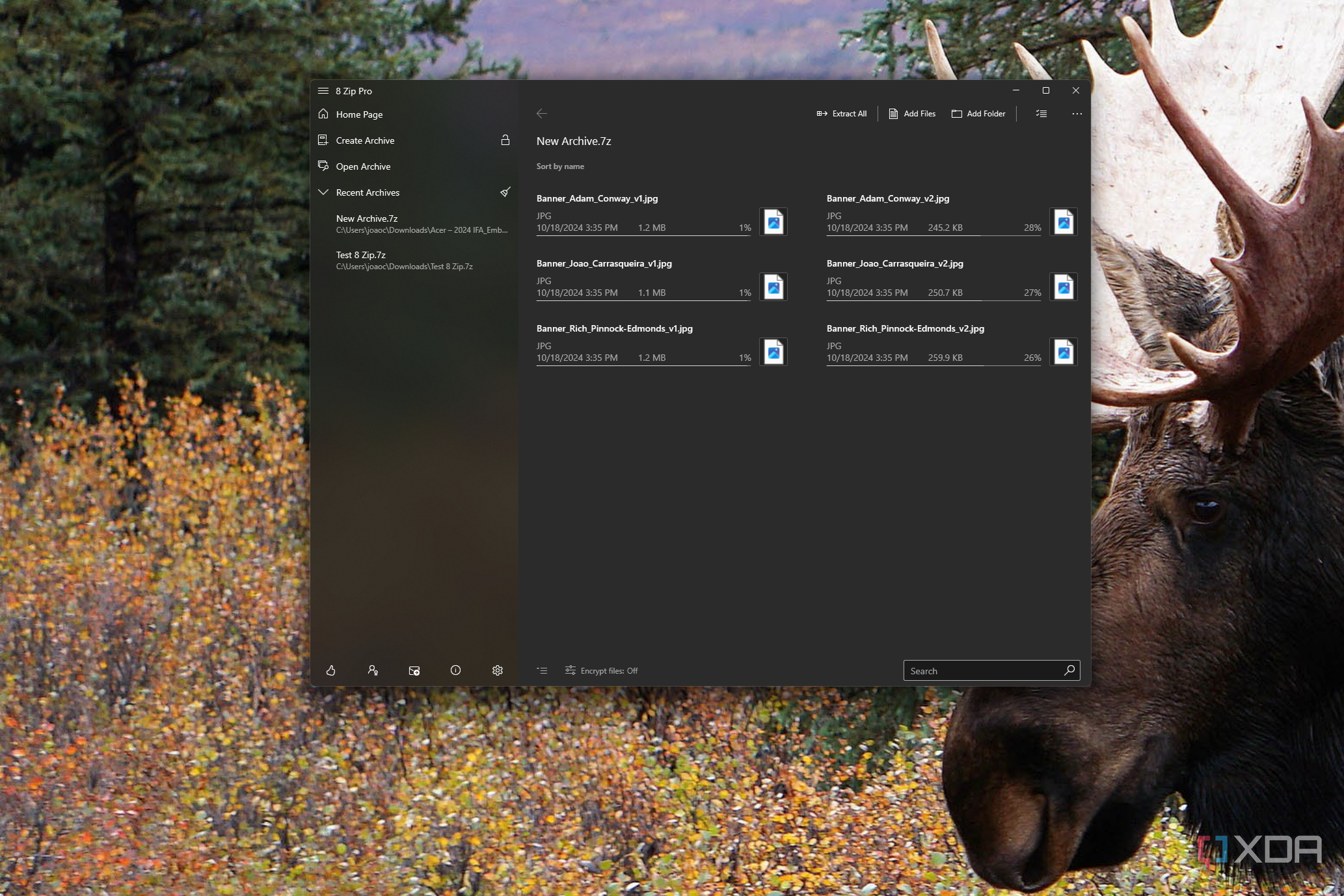 Screenshot of 8 Zip displaying the content of a file archive