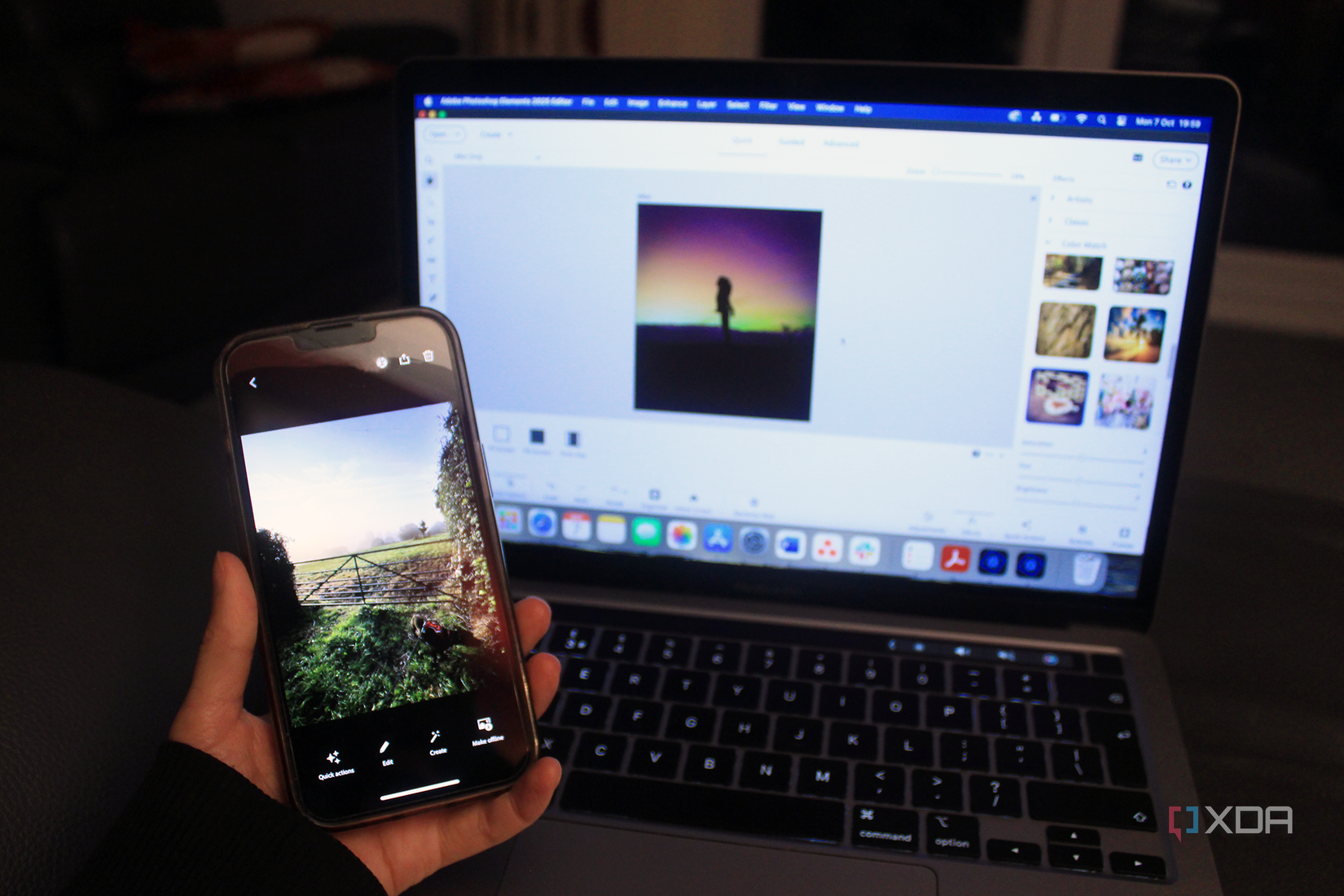 Adobe Photoshop Elements on a MacBook Pro and an iPhone