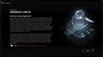 Asus Armoury Crate software welcome screen