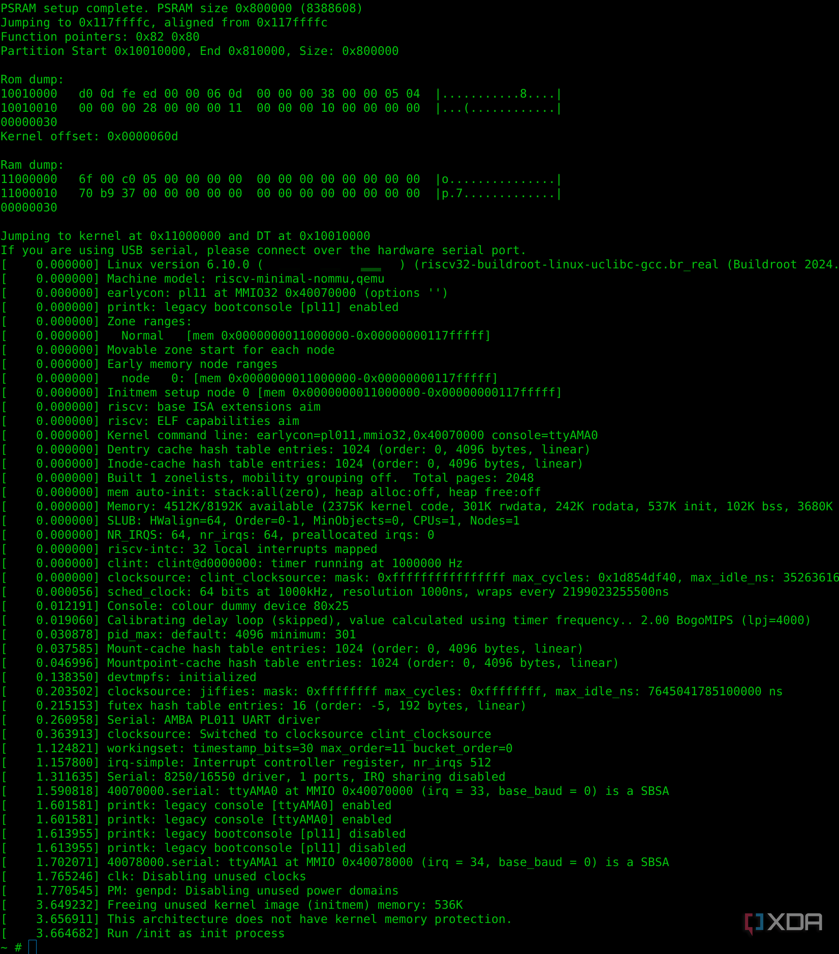 Booting Linux using the RISC-V cores on an RP2350 microcontroller