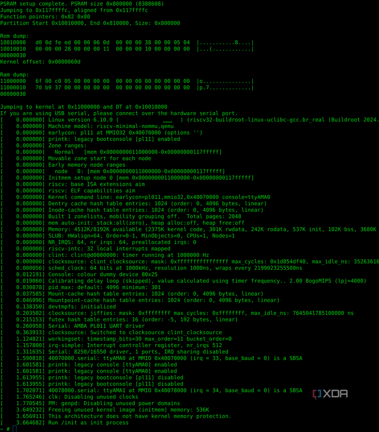 Booting Linux using the RISC-V cores on an RP2350 microcontroller