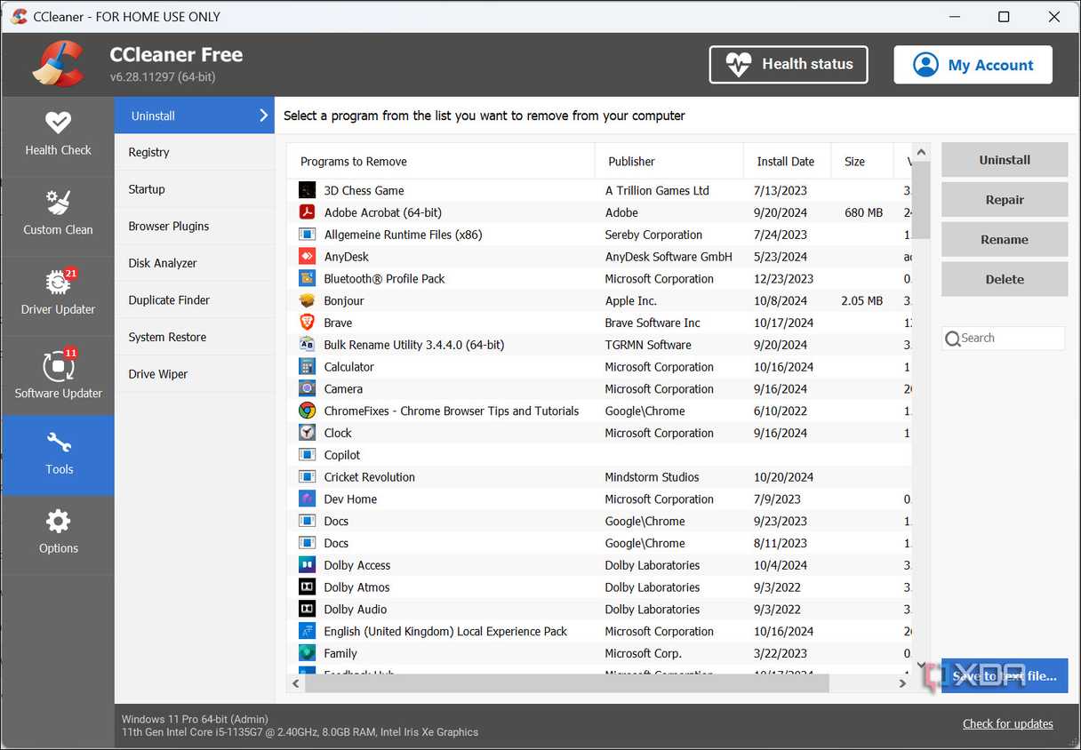 ccPortable tools list