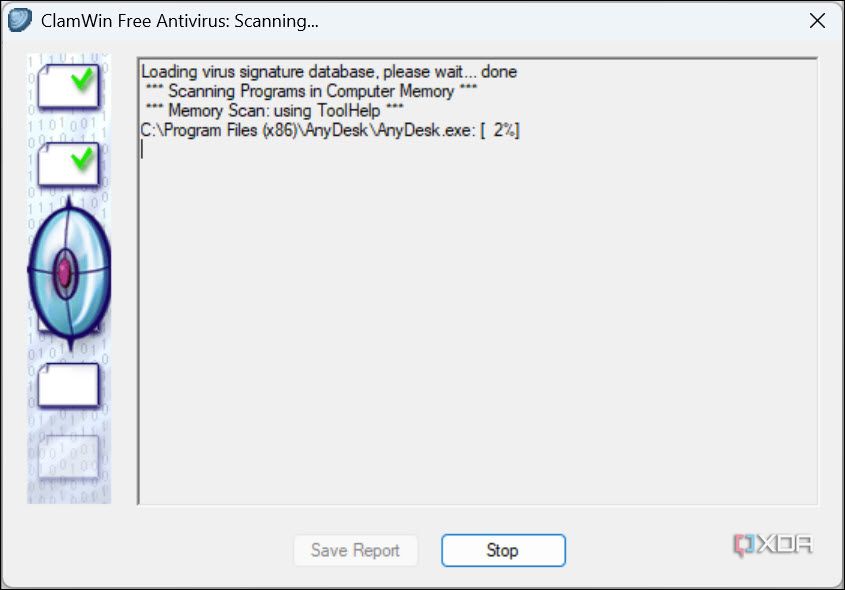 ClamWin Antivirus scanning for virus