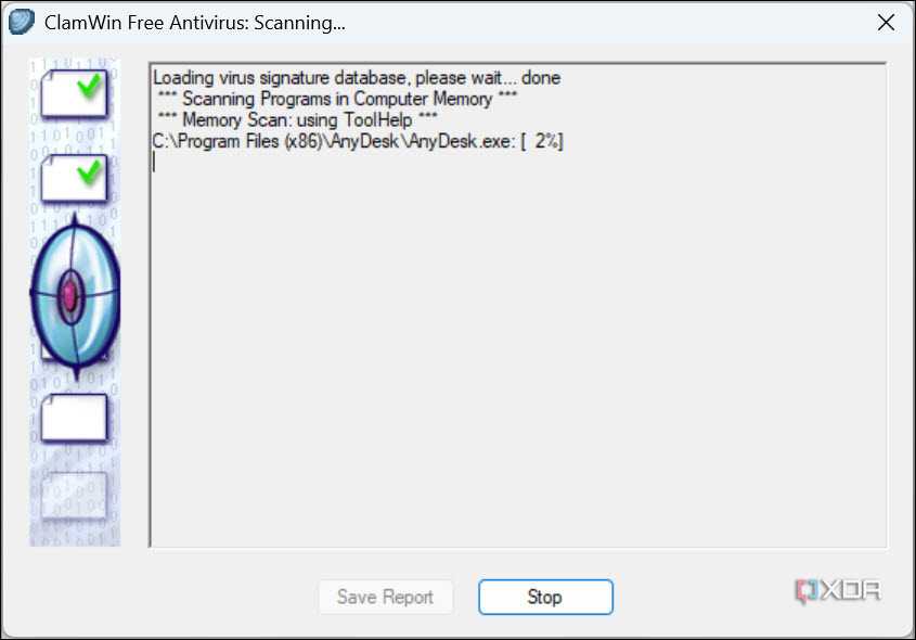 ClamWin Antivirus scanning for virus