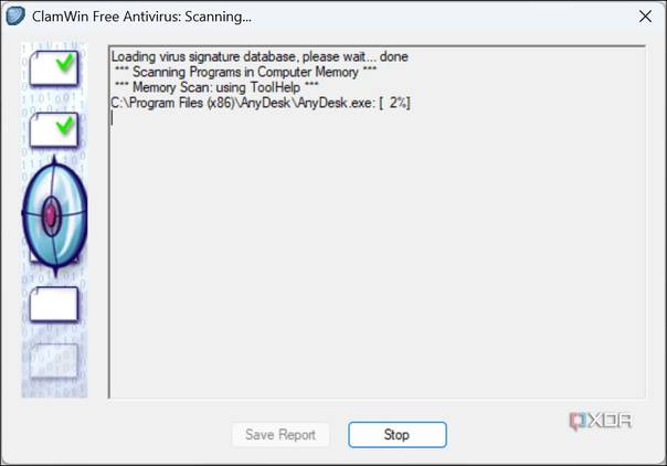 ClamWin Antivirus scanning for virus