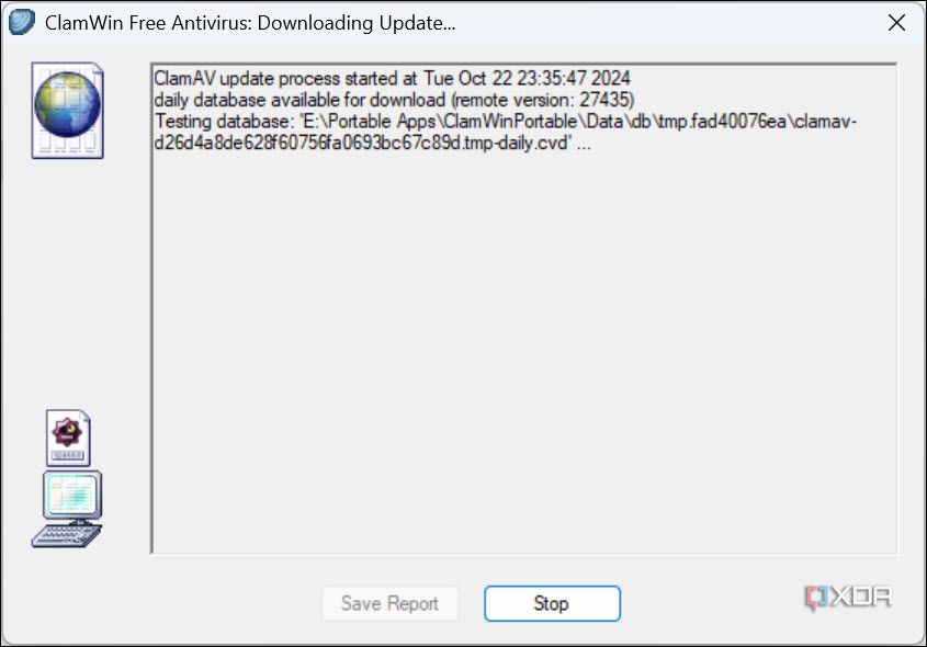 ClamWin Antivirus updating virus definition database