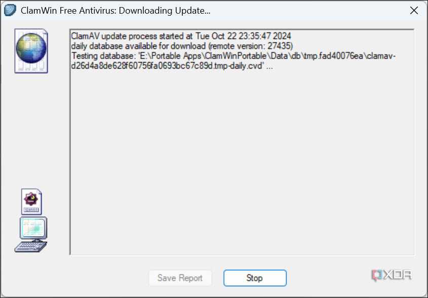 ClamWin Antivirus updating virus definition database