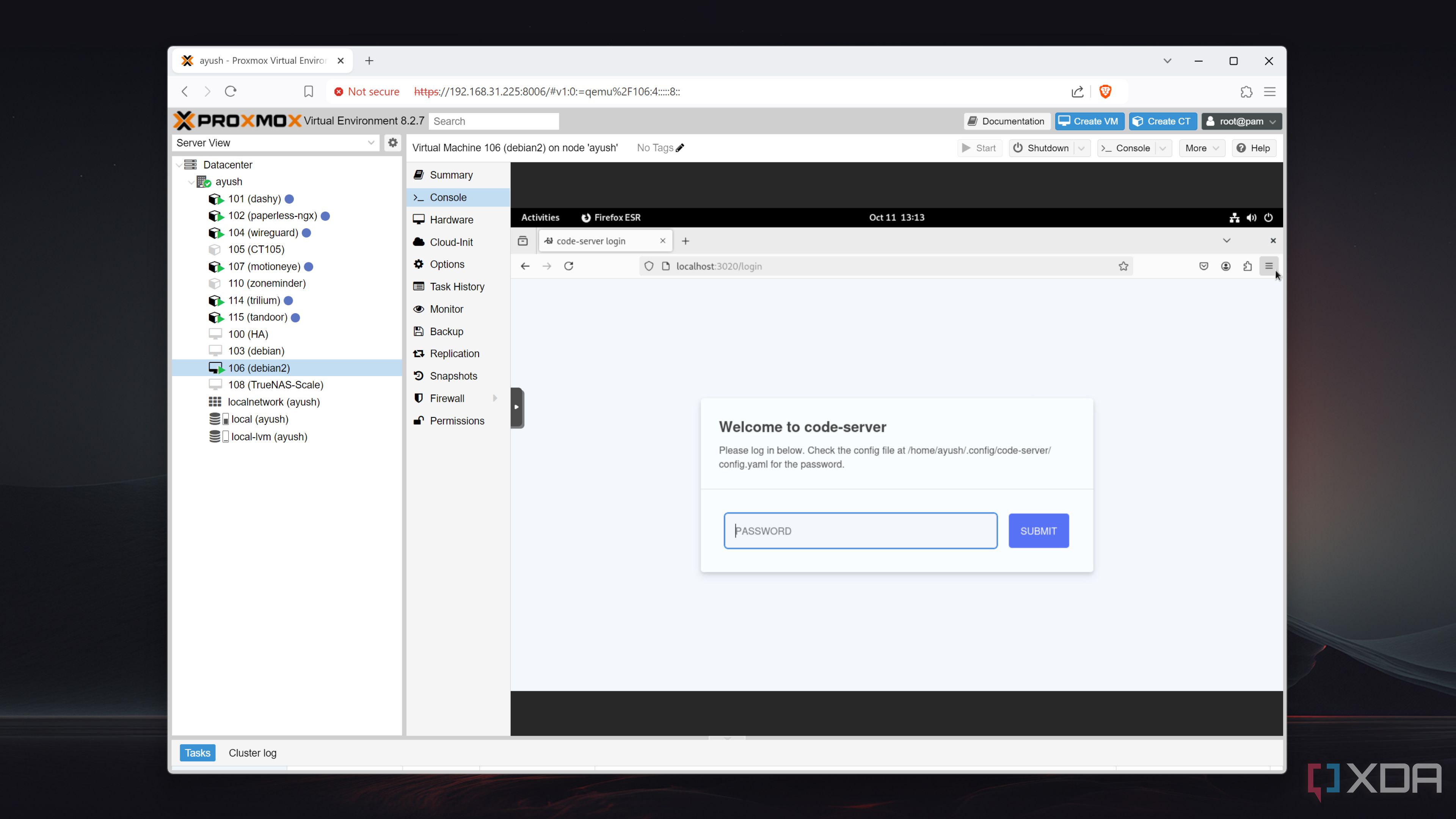 Running Code Server on Proxmox