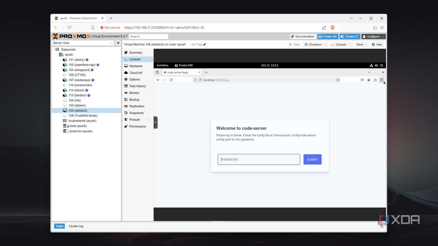 Running Code Server on Proxmox