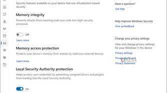 Memory Integrity and other options under Core Isolation