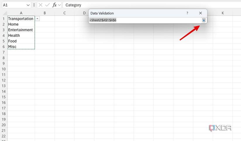 enter data source in Excel