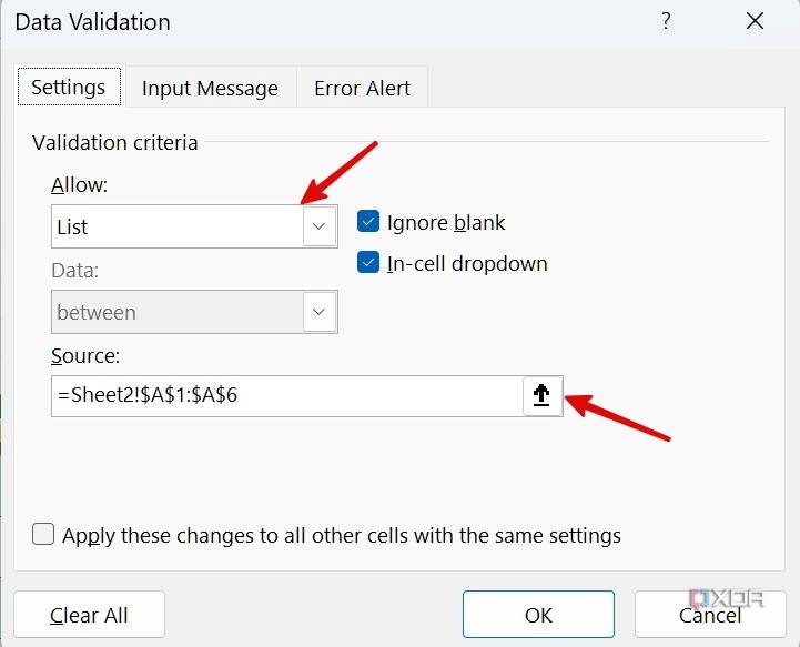 source data in Excel