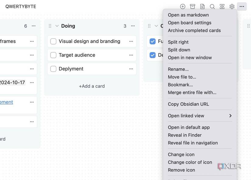open board as markdown in Obsidian