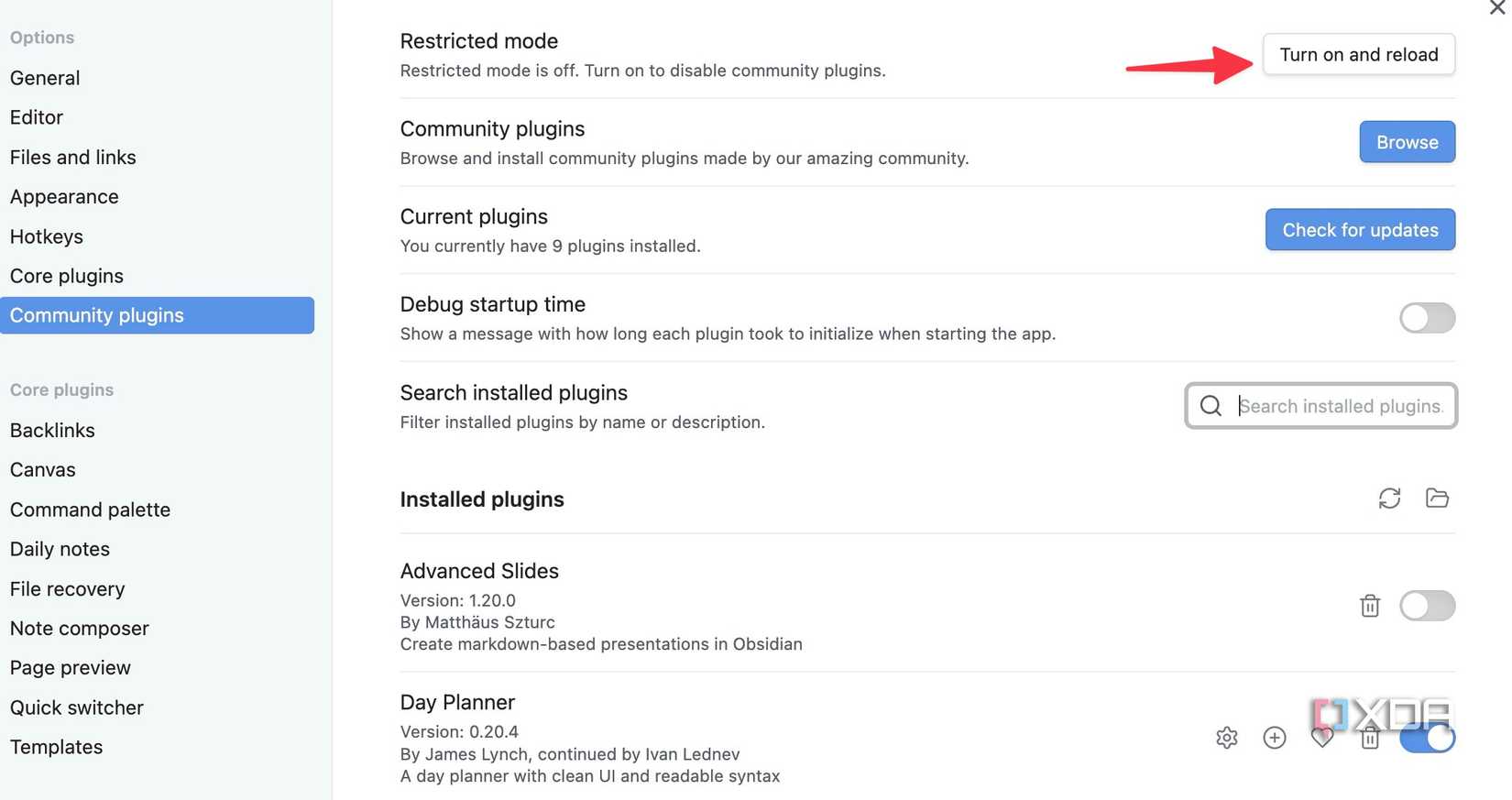 disable restricted mode in Obsidian