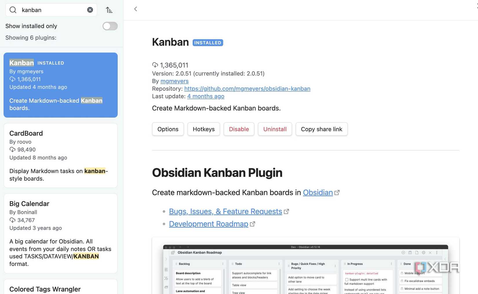 search for Kanban Obsidian