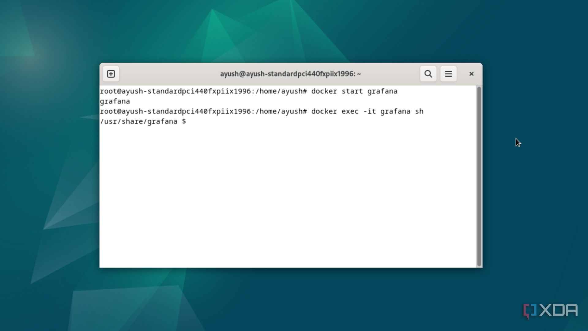 Running the docker exec command in Debian
