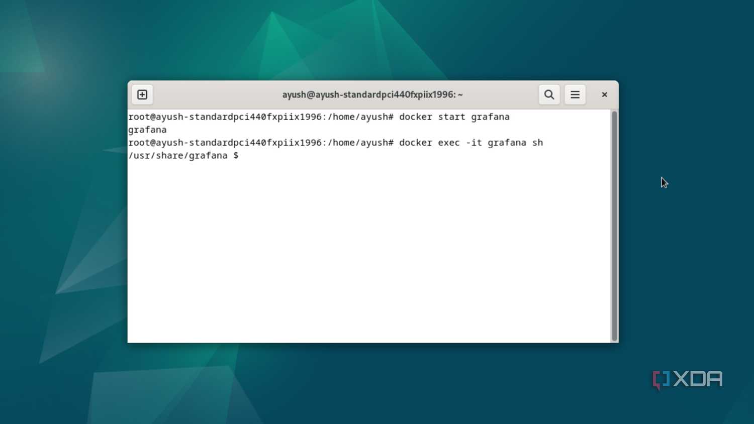 Running the docker exec command in Debian