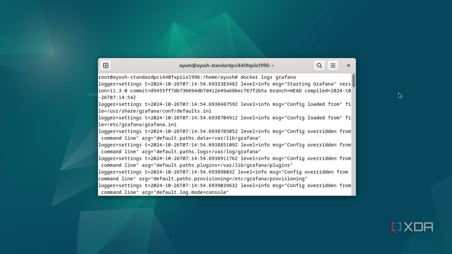 Running the docker logs command in Debian