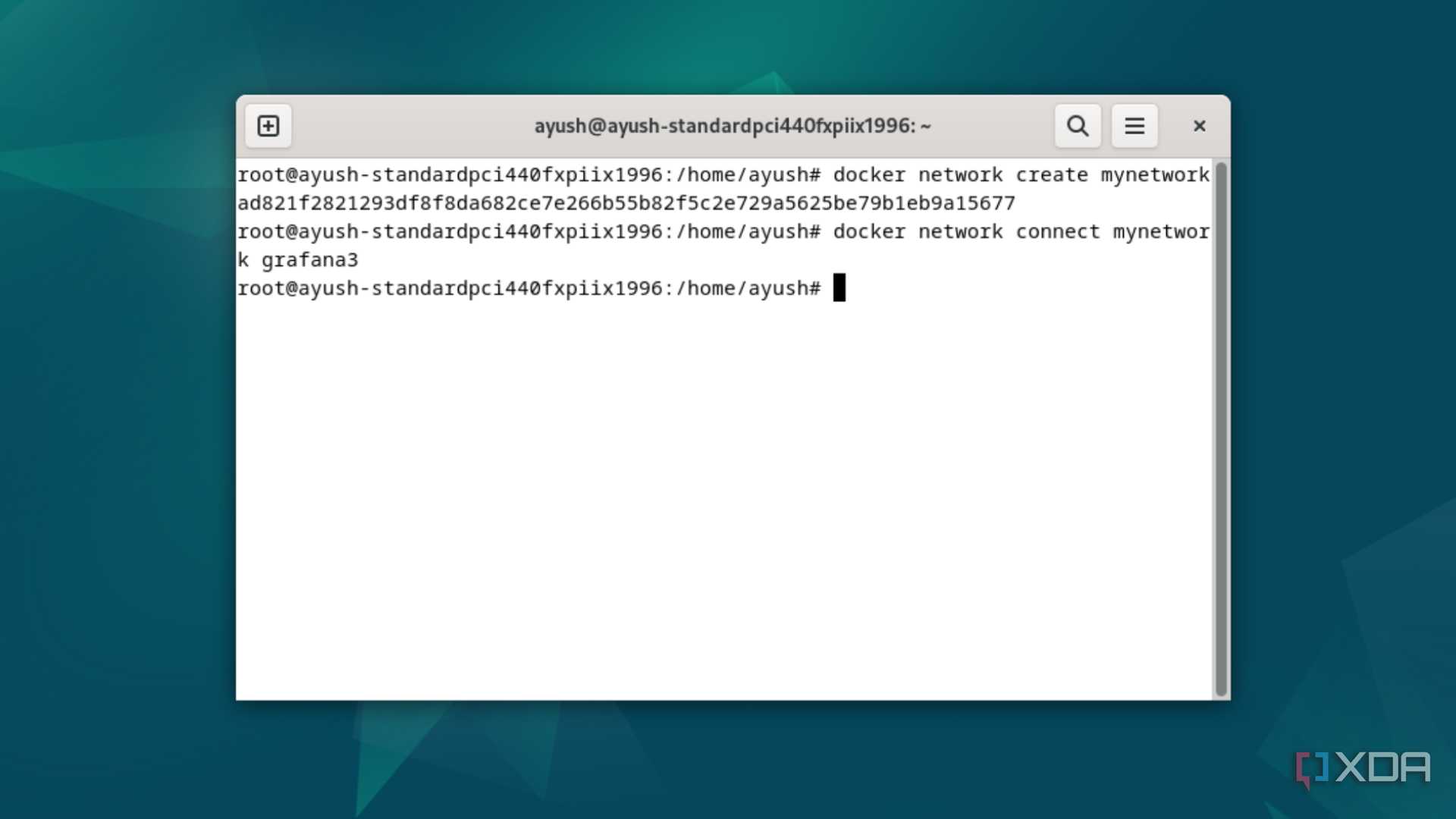 Running the docker network connect command in Debian