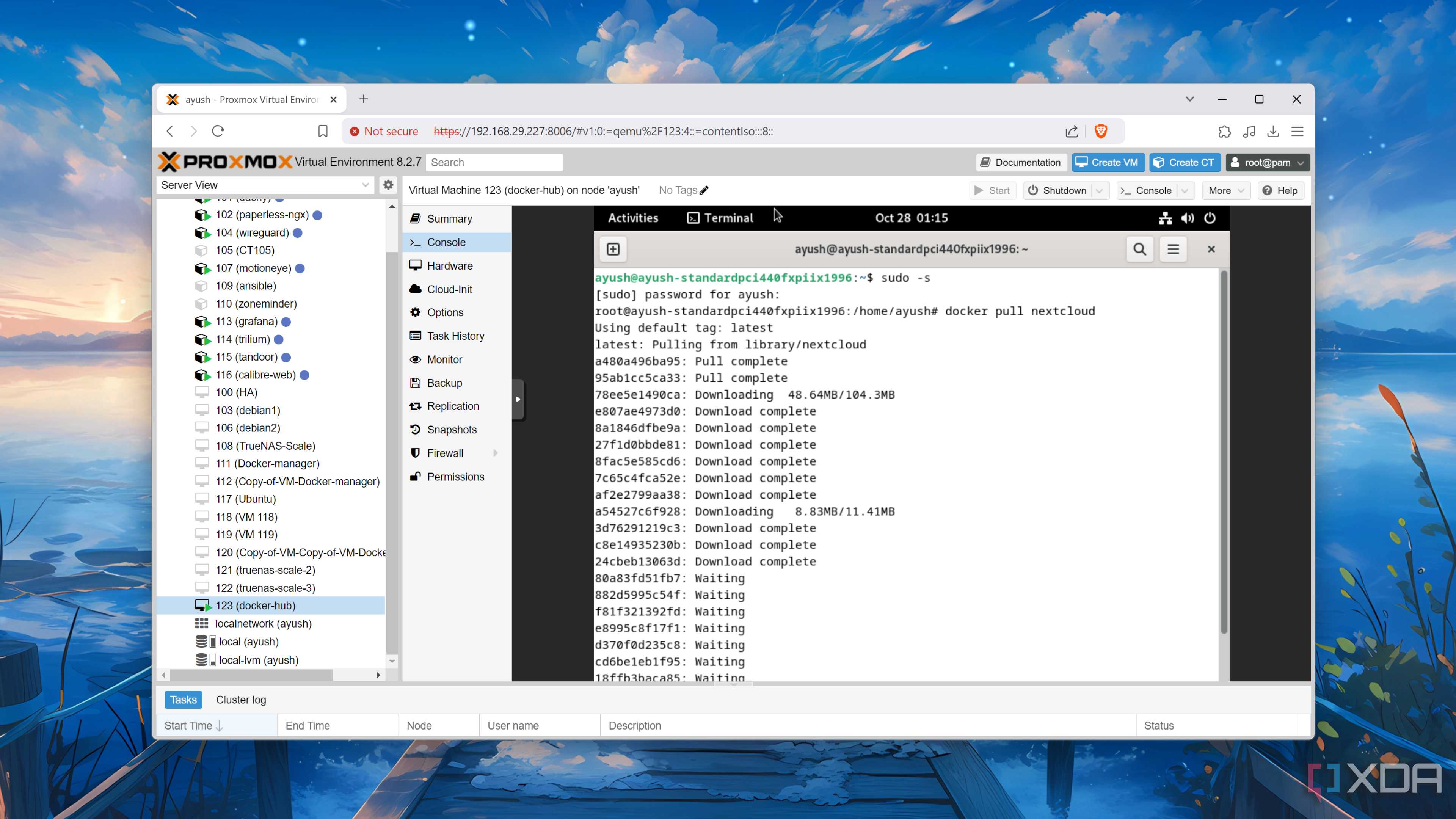 Deploying a Nextcloud container in Docker on top of Proxmox VM