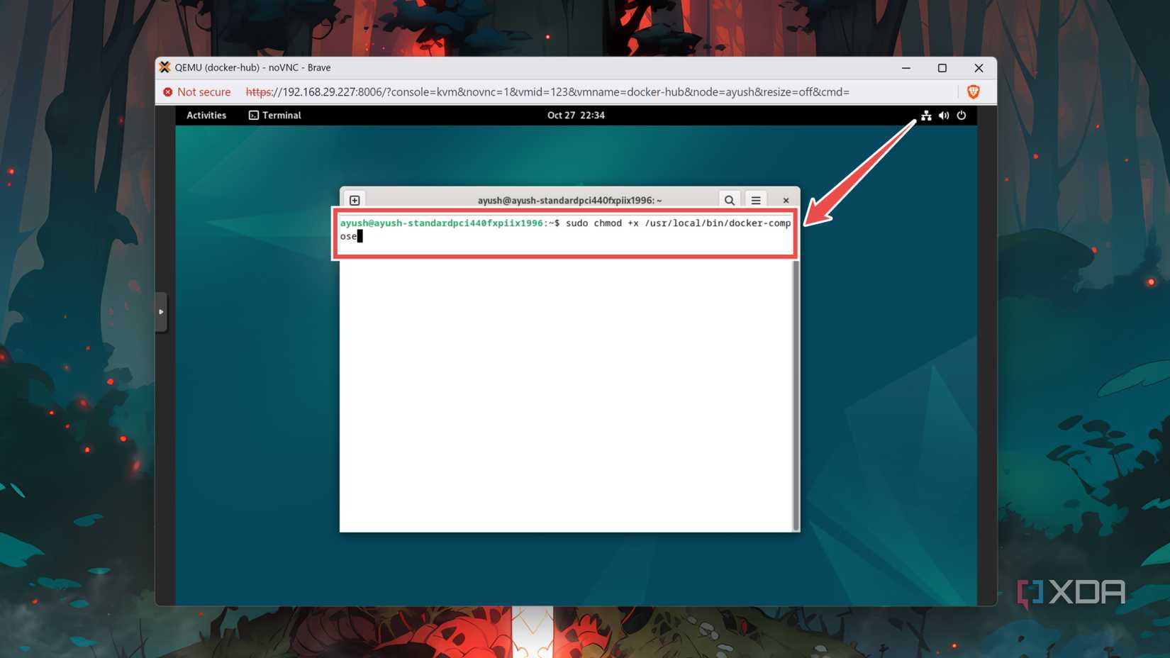 Granting the necessary permissions to the root of the Docker Compose package