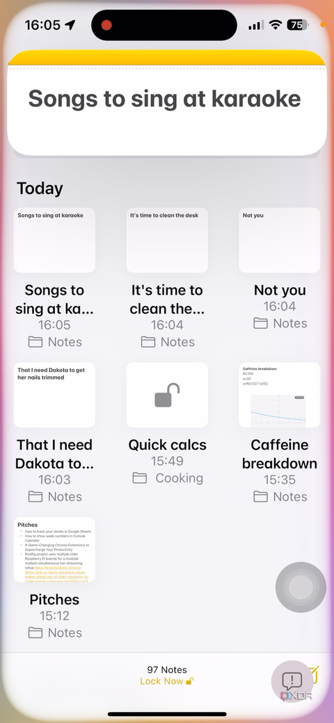 Easy view of notes Siri captured today