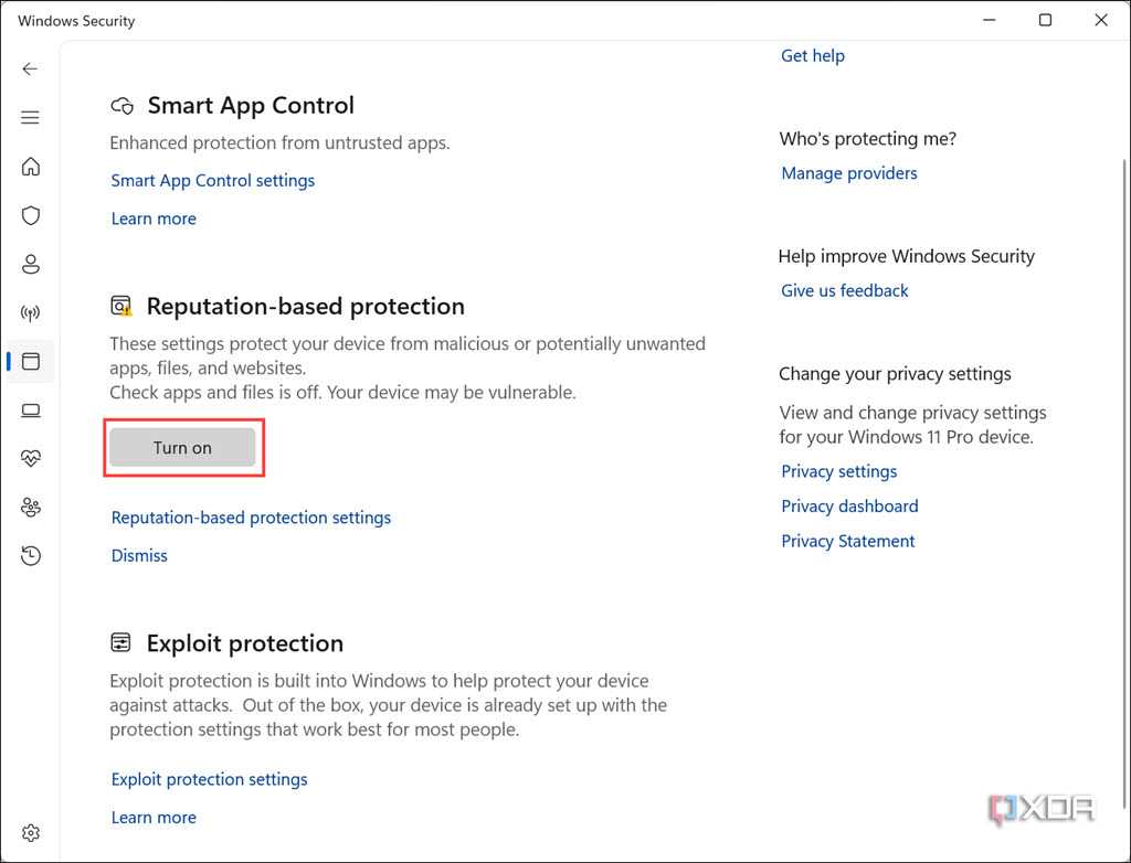 Turn On Reputation-based Protection