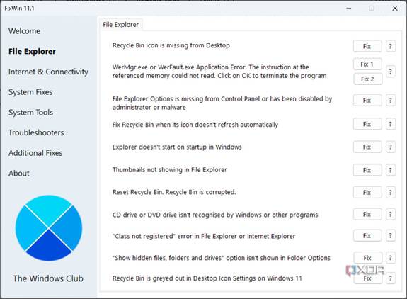 File Explorer fixes FixWin