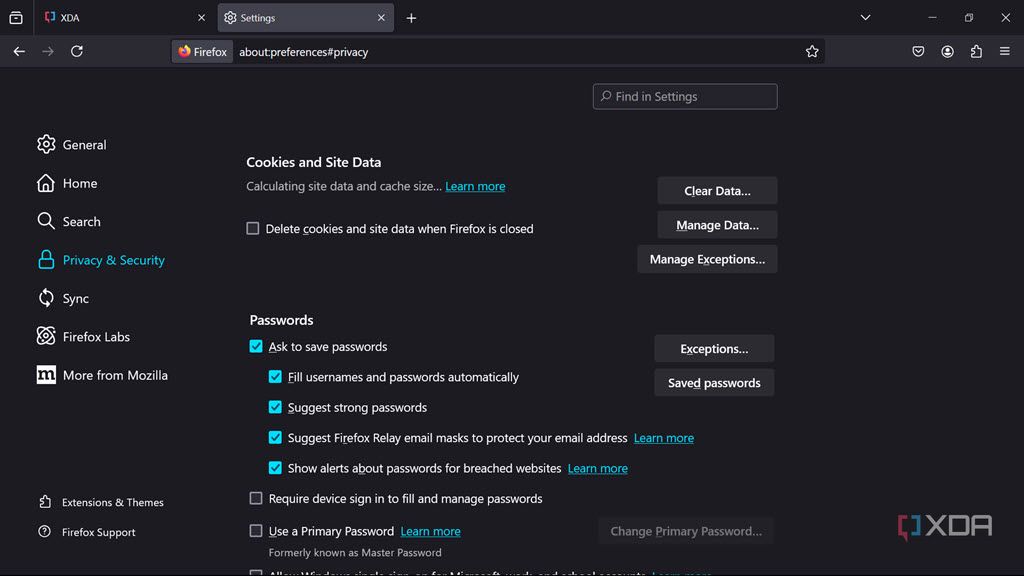 Firefox portable settings