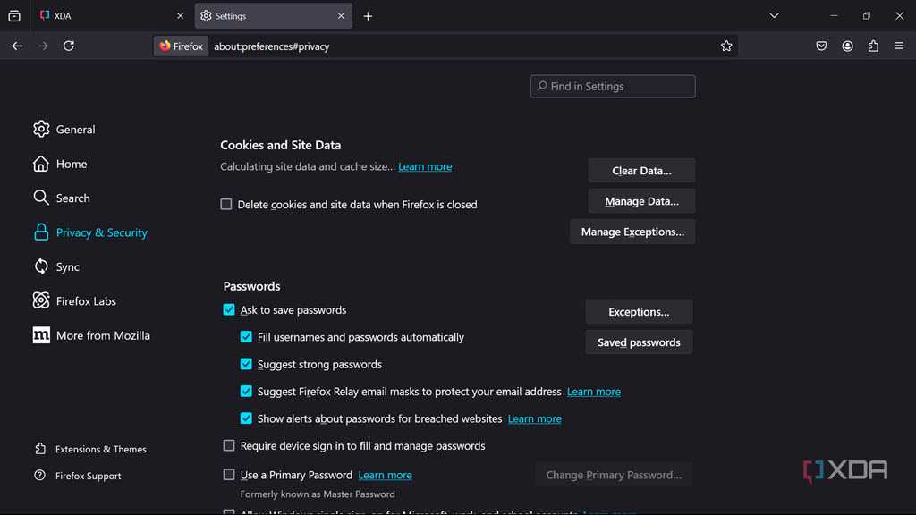 Firefox portable settings