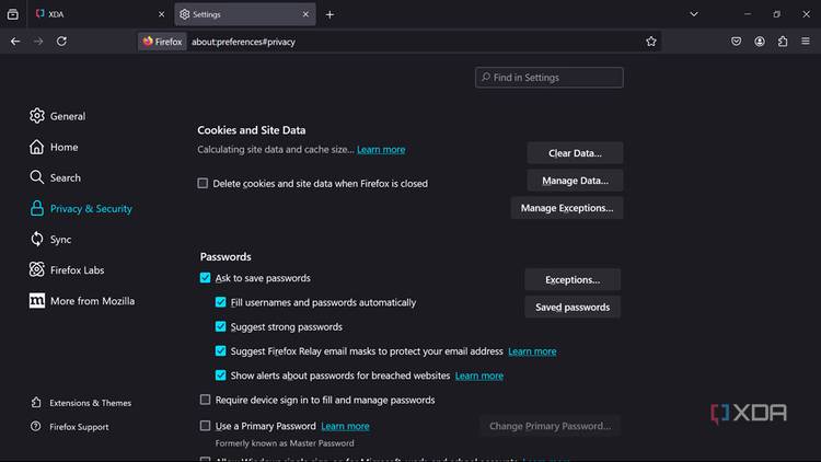 Firefox portable settings