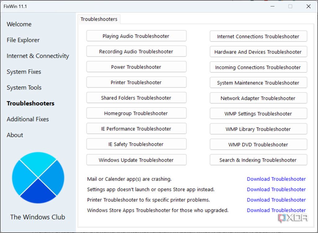 FixWin Troubleshooters