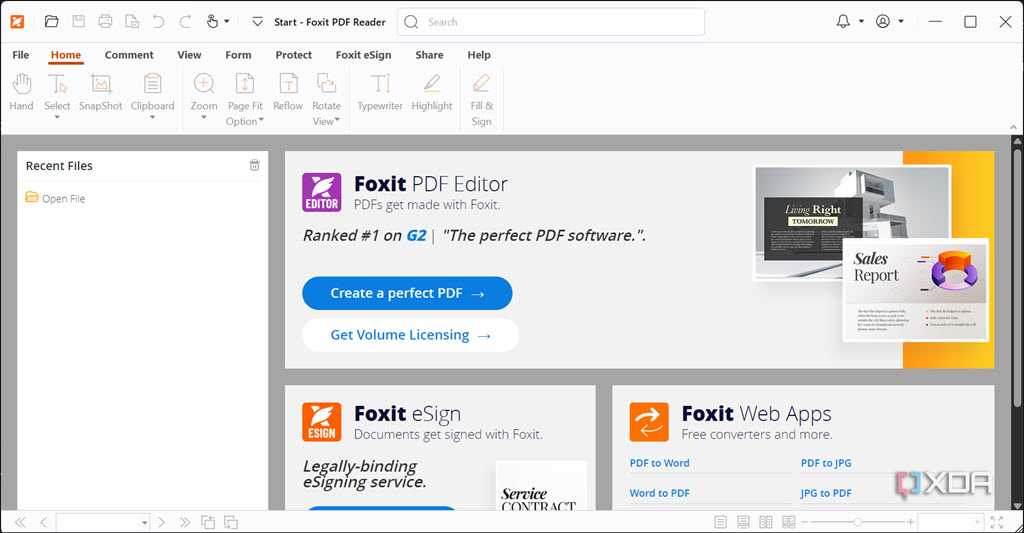 Foxit PDF Reader user interface