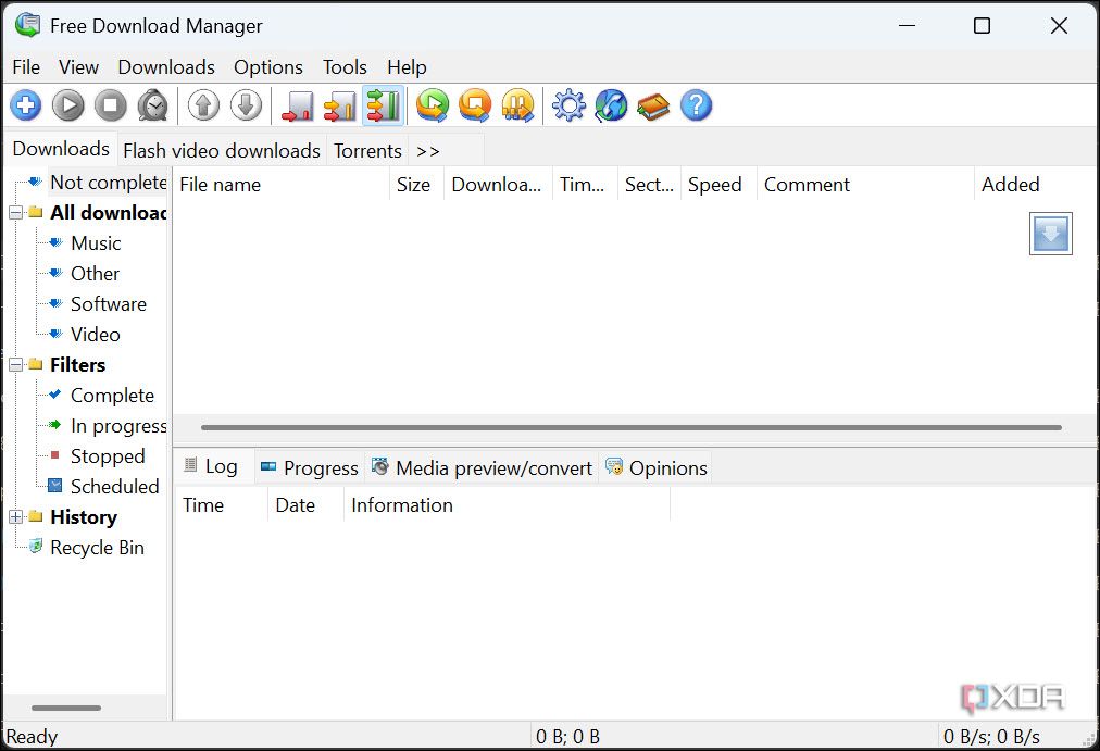 Free Download Manager portable main screen