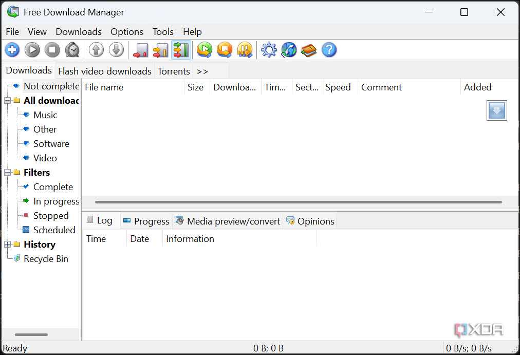Free Download Manager portable main screen
