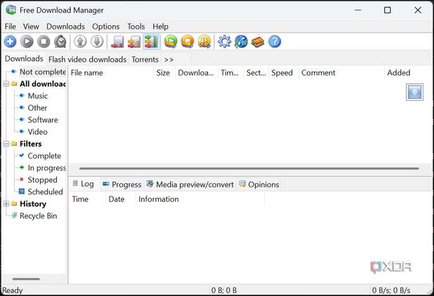 Free Download Manager portable main screen