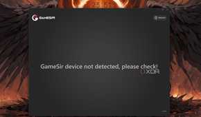 A screenshot of the GameSir Nexus app failing to detect the Tarantula Pro