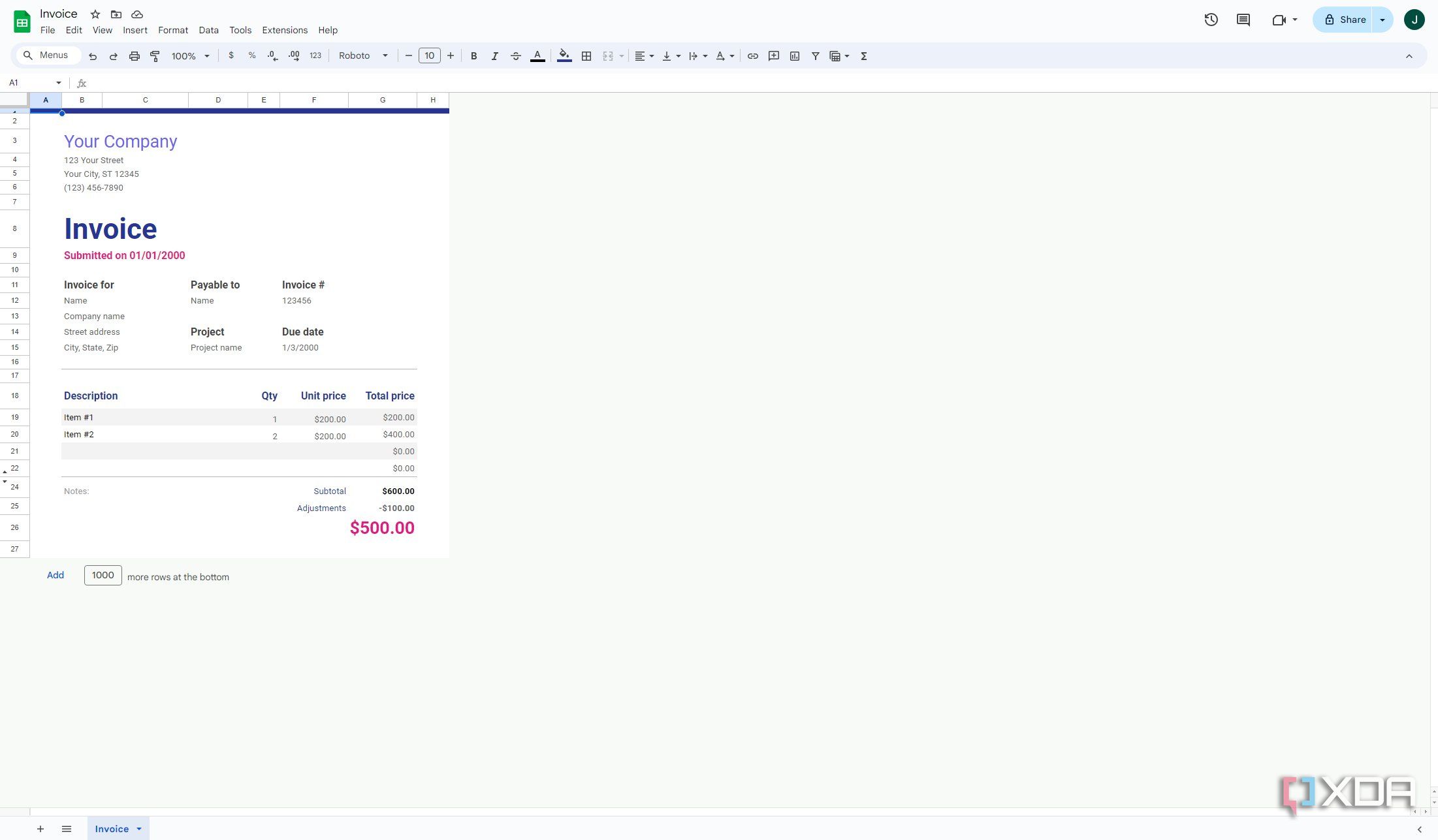 Screenshot of Google Docs with no dark mode