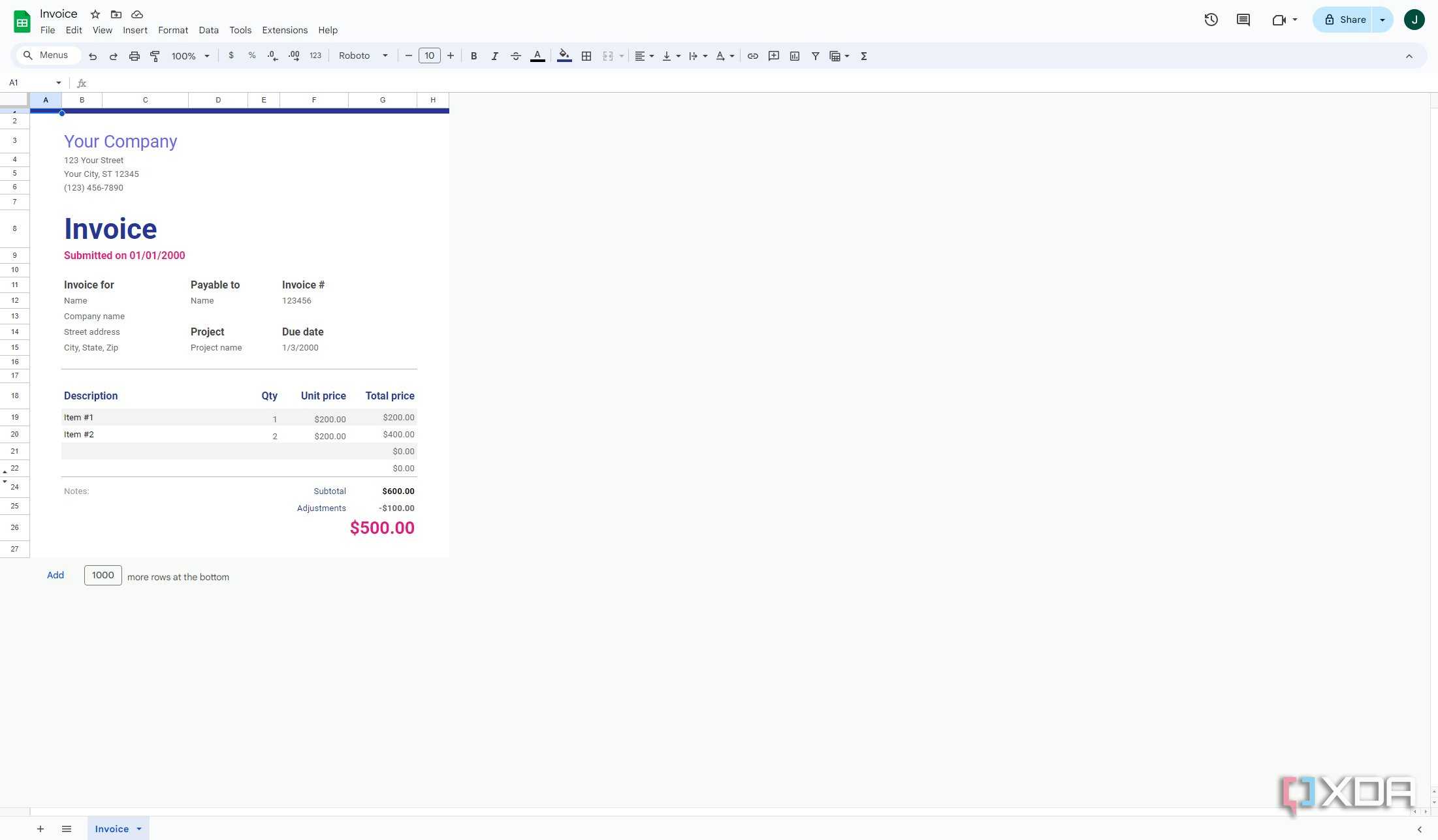 Screenshot of Google Docs with no dark mode