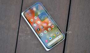 Google Pixel 9 Pro Fold kept on a wooden table in a folded state