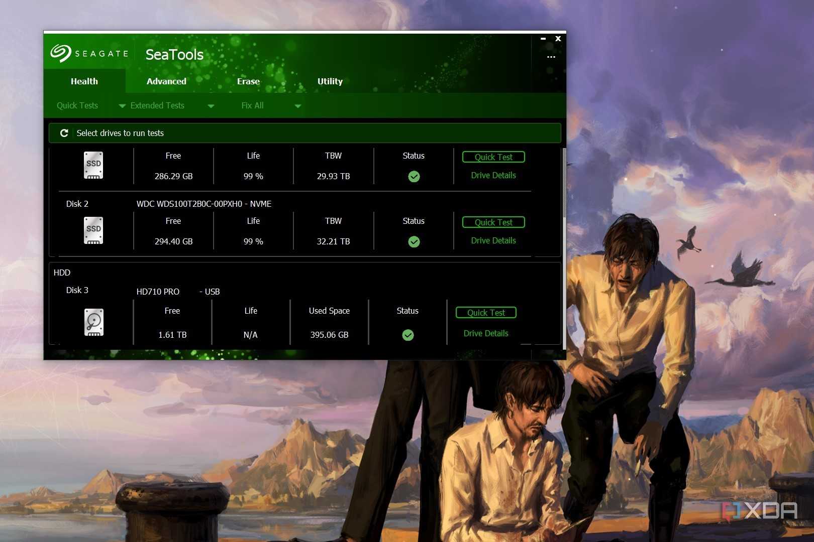 Screenshot of Windows desktop showing Seagate SeaTools program