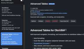 download advanced tables in Obsidian