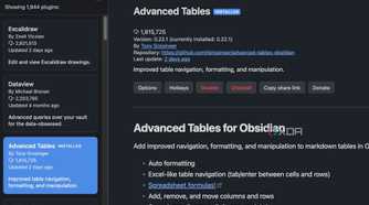 download advanced tables in Obsidian