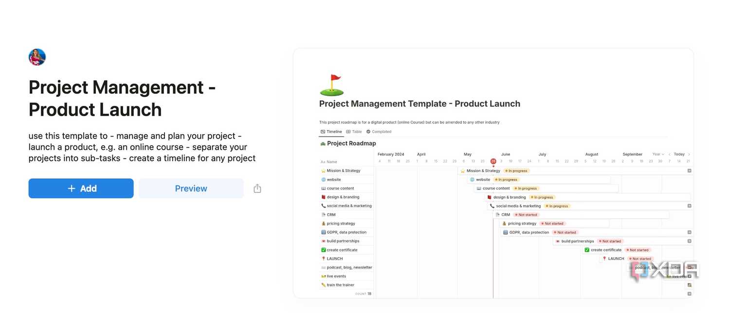 Notion timeline template